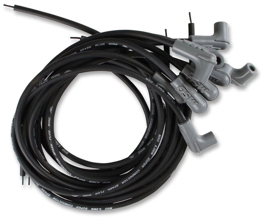 MSD 8.5mm, Black, Universal 8 Cyl 90° Plug/90° HEI Distributor Cap Termin Super Conductor Spark Plug Lead Set MSD31223 Autofit