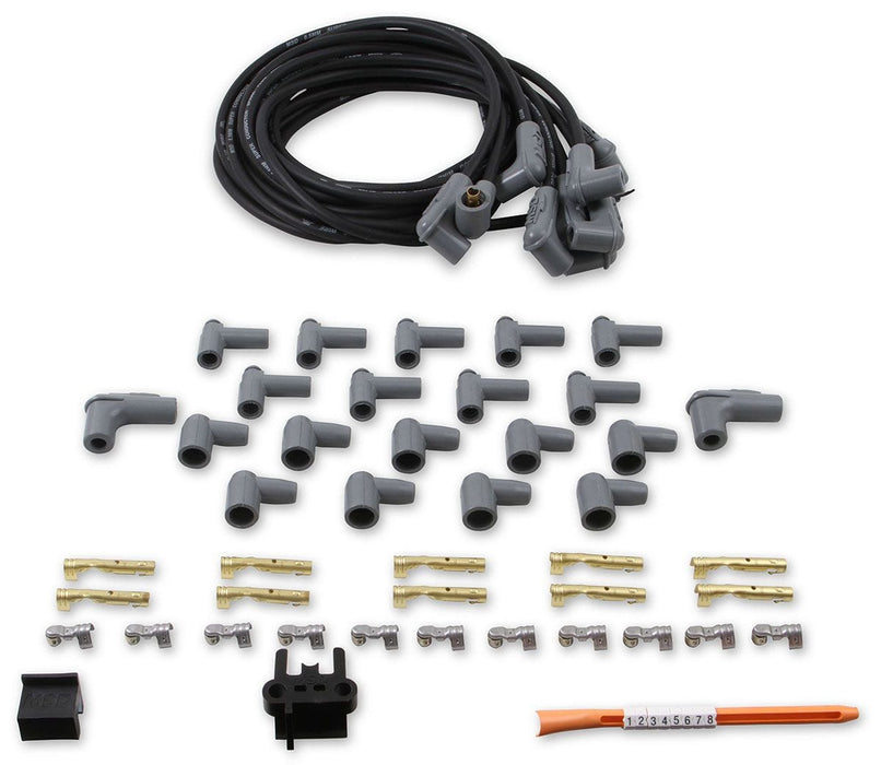 MSD 8.5mm, Black, Universal 8 Cyl 90° Plug/Socket & HEI Distributor Cap T Super Conductor Spark Plug Lead Set MSD31233 Autofit