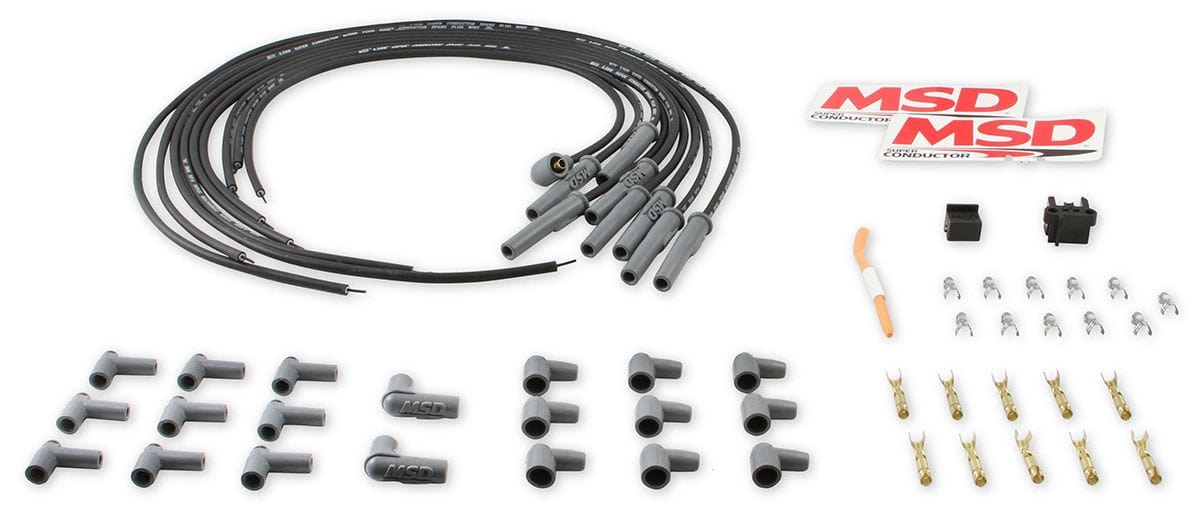 MSD 8.5mm, Black, Universal 8 Cyl Multi-Angle Plug/Socket & HEI Distribut Super Conductor Spark Plug Lead Set MSD31193 Autofit