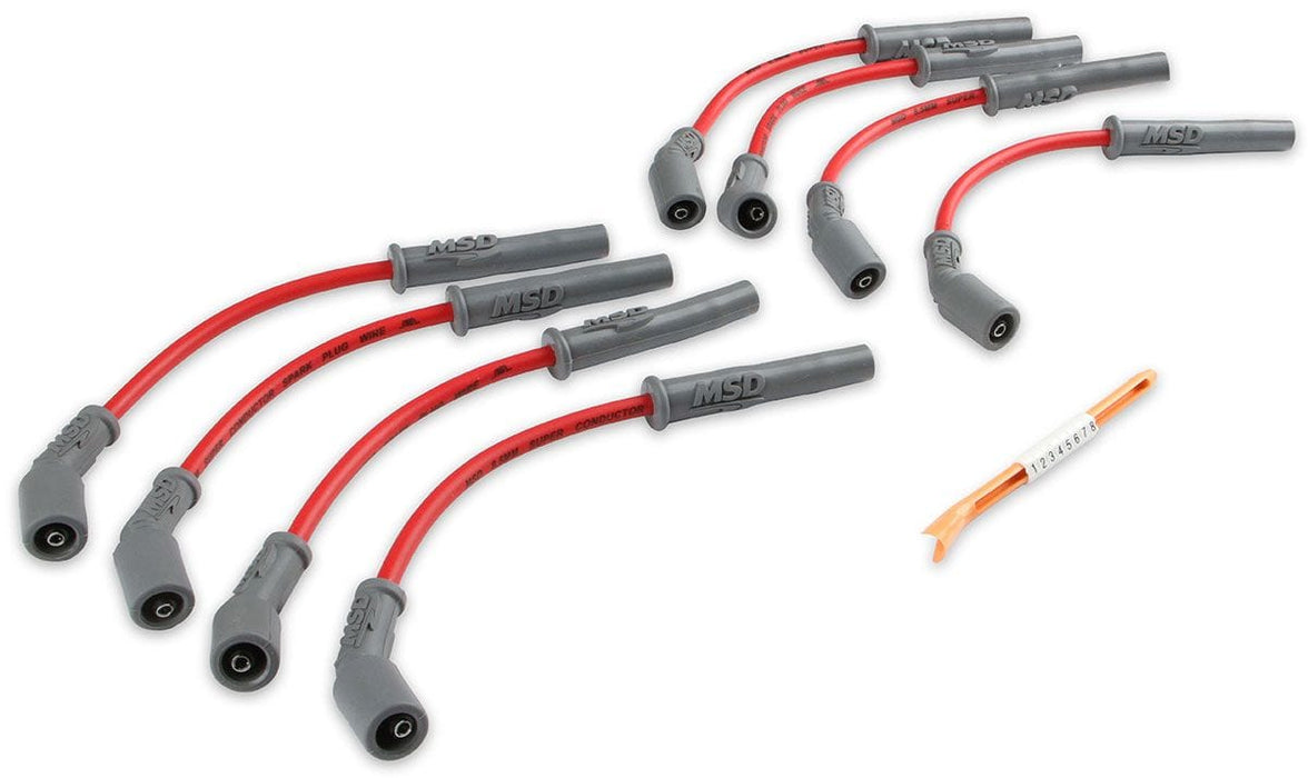 MSD 8.5mm, Red, Holden Commodore V8, LS with tall aftermarket valve cover Super Conductor Spark Plug Lead Set MSD32829 Autofit