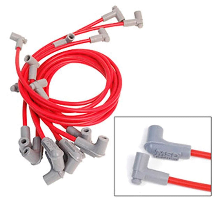 MSD 8.5mm Red, SB Chevy Sprint Car, Tight Fit, 90° Plug & Cap Terminal Super Conductor Spark Plug Lead Set MSD31549 Autofit
