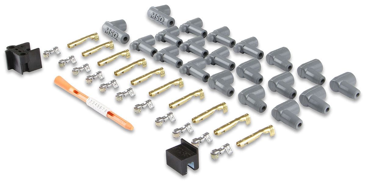 MSD 8.5mm, Red, Universal 8 Cyl 90° Plug/Socket & HEI Distributor Cap Ter Super Conductor Spark Plug Lead Set MSD31239 Autofit