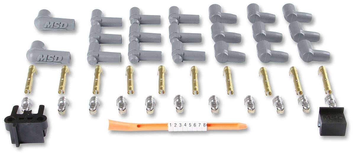MSD 8.5mm, Red, Universal 8 Cyl 90° Plug/Socket & HEI Distributor Cap Ter Super Conductor Spark Plug Lead Set MSD31239 Autofit