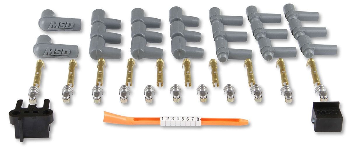 MSD 8.5mm, Red, Universal 8 Cyl Multi-Angle Plug/Socket & HEI Distributor Super Conductor Spark Plug Lead Set MSD31199 Autofit