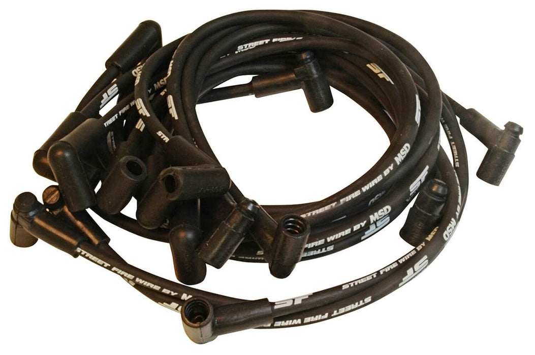 MSD 8mm, Black, 90° Plug Boots, HEI, Corvette 305-350 Street Fire Ignition Lead Set MSD5566 Autofit