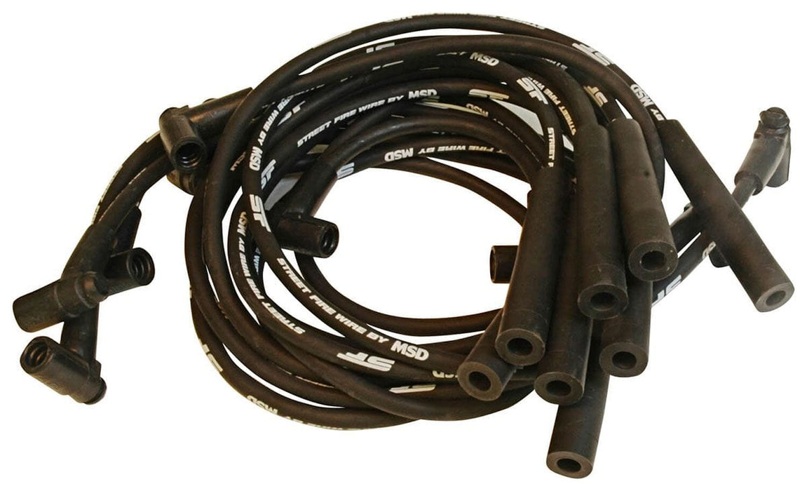 MSD 8mm, Black, Multi-Angle Plug Boots, HEI, BB Chevy, 1988-on Street Fire Ignition Lead Set MSD5569 Autofit