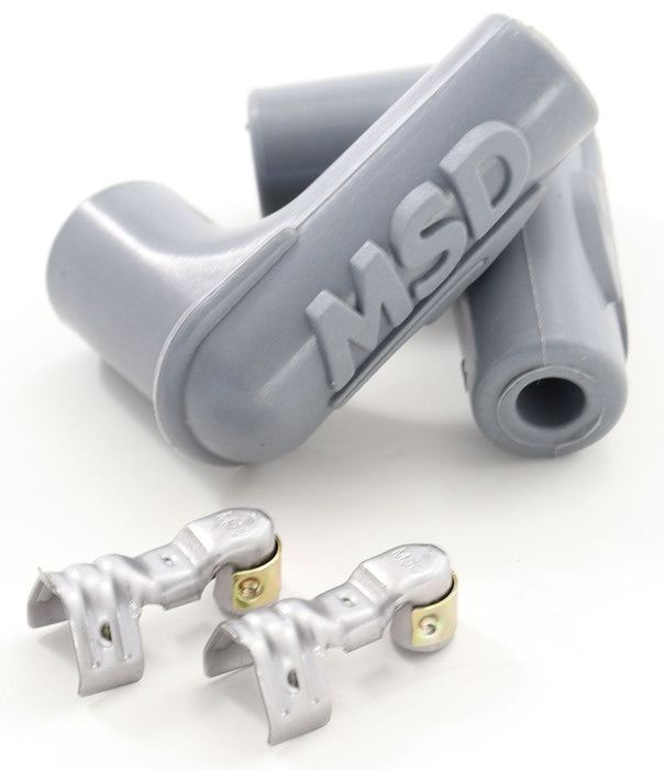 MSD 90 Degree Spark Plug Boots and dual crimp terminals, Grey, set of 9 Replacement Ignition Leads Boot and Terminal Kit MSD8850 Autofit