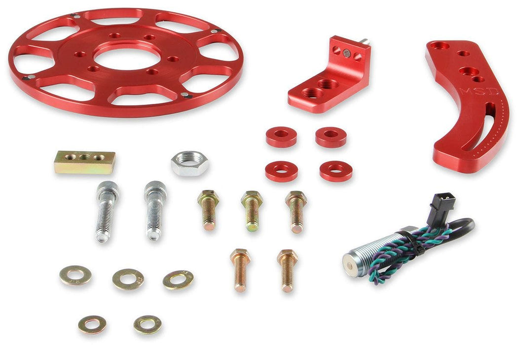 MSD Big Block Chevy, with 8" Harmonic Balancer, Red Anodised Billet Alumi Flying Magnet Crank Trigger MSD8620 Autofit