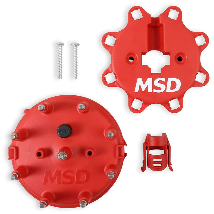 MSD For OEM Ford HEI 5.0L EFI 1986-98, MSD Cap-A-Dapt, Red Distributor Cap MSD8408 Autofit