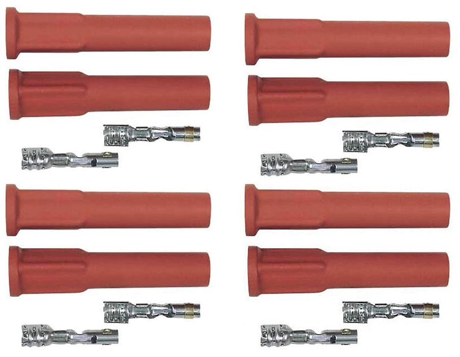 MSD Hi Temp Silicone, Orange Straight Spark Plug Boots with Terminals, 8 Pro Racing Boots MSD8854 Autofit