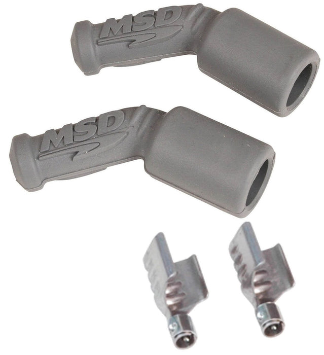 MSD LS1, Silicone, Grey 45° Spark Plug Boots with Terminals, 2 per Card Replacement Boots and Terminals MSD3304 Autofit
