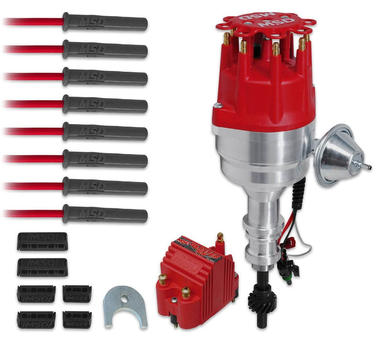 MSD Pro-Billet Distributor, Blaster SS Coil, 8.5mm Ignition Lead Set & Se Ford 302/351C-460 Ready to Run Ignition Kit MSD84747 Autofit