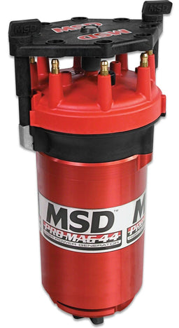 MSD Red Finish, Band Clamp Mount, CW Rotation Pro Mag 44 AMP Magneto With Standard Cap MSD8130 Autofit