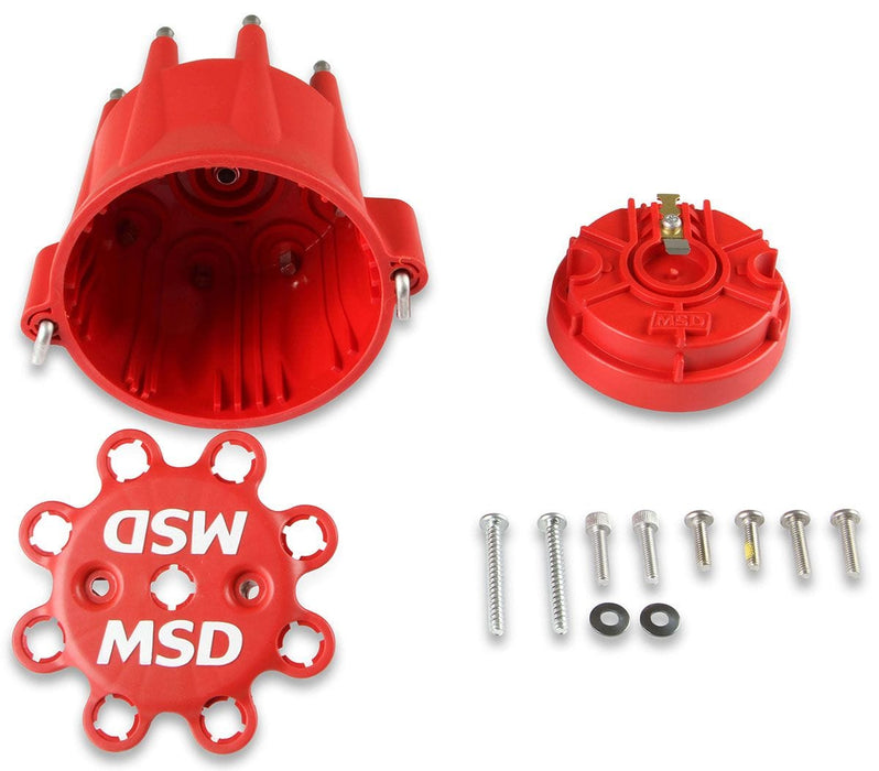 MSD Replacement Cap, Rotor & Retainer, suit MSD Billet Distributors w/GM Distributor Cap and Rotor Kit MSD84335 Autofit