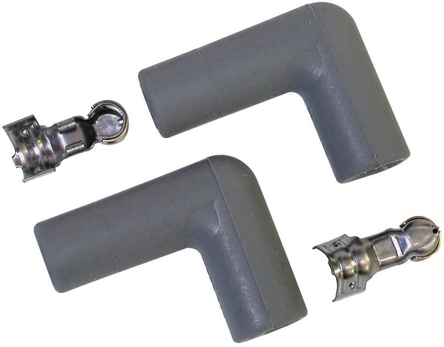 MSD Silicone, Grey 90° Spark Plug Boots (Non-Logo) with Terminals, 2 per Replacement Boots and Terminals MSD3323 Autofit