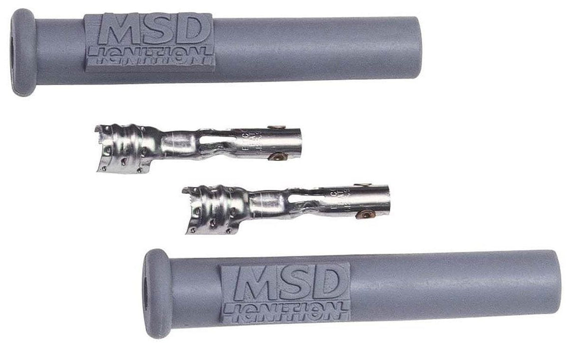 MSD Silicone, Grey Straight Spark Plug Boots, Multi-Angle Terminals, 2 pe Replacement Boots and Terminals MSD3301 Autofit