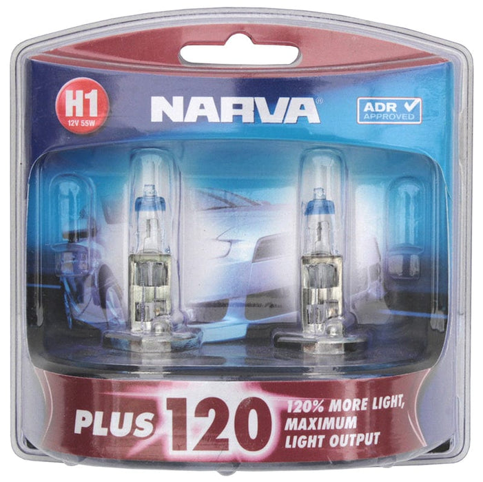 Narva Twin Pack H1 12V 55W Plus 120 Globes PJ48360BL2 Autofit