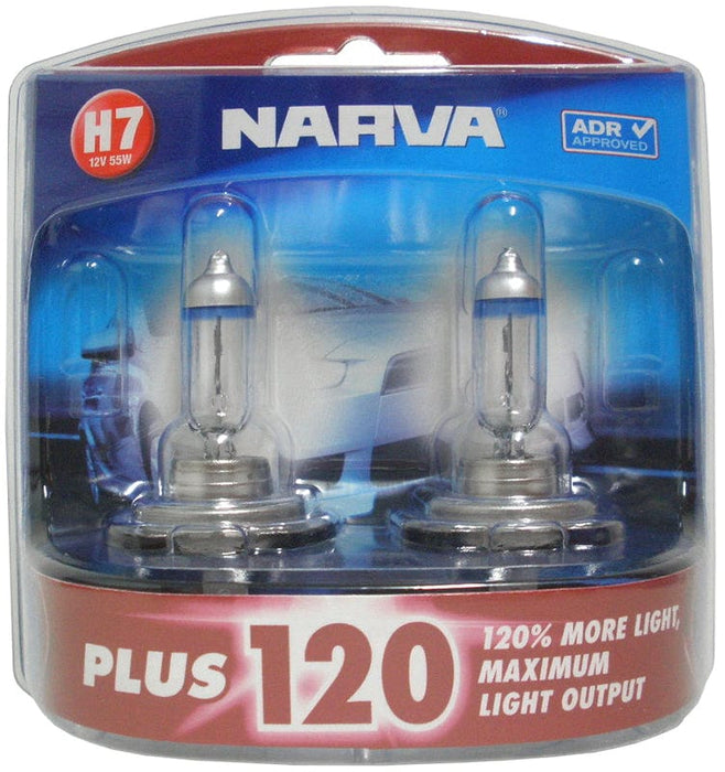Narva Twin Pack H7 12V 55W Plus 120 Globes PJ48366BL2 Autofit