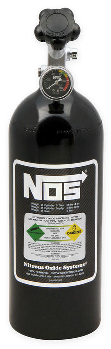 Nitrous Oxide Systems 16.75" x 5.25" dia. With Super Hi-Flo Valve & Gauge Nitrous Bottle 5-lb - Black NOS14730B Autofit