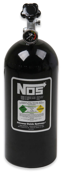 NOS 21" x 7" dia. With Hi-Flo Valve & Gauge Nitrous Bottle 10-lb. (Black) NOS14745B Autofit