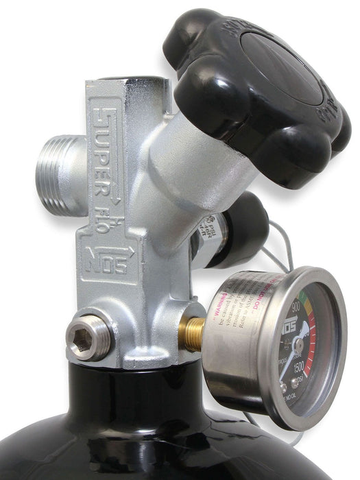 NOS 21" x 7" dia. With Hi-Flo Valve, Gauge & Racer Safety Blow-Off Nitrous Bottle 10-lb. (Black) NOS14745B-TPI Autofit