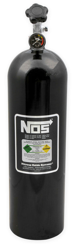 NOS 27" x 7" dia. With Super Hi-Flo Valve & Gauge Nitrous Bottle 15-lb - Black NOS14750B Autofit