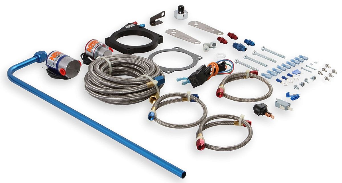 NOS Suits LS engines with 90mm 4-bolt throttle body. Max 200HP (includes E.F.I. Wet Plate Nitrous Kit NOS05169 Autofit