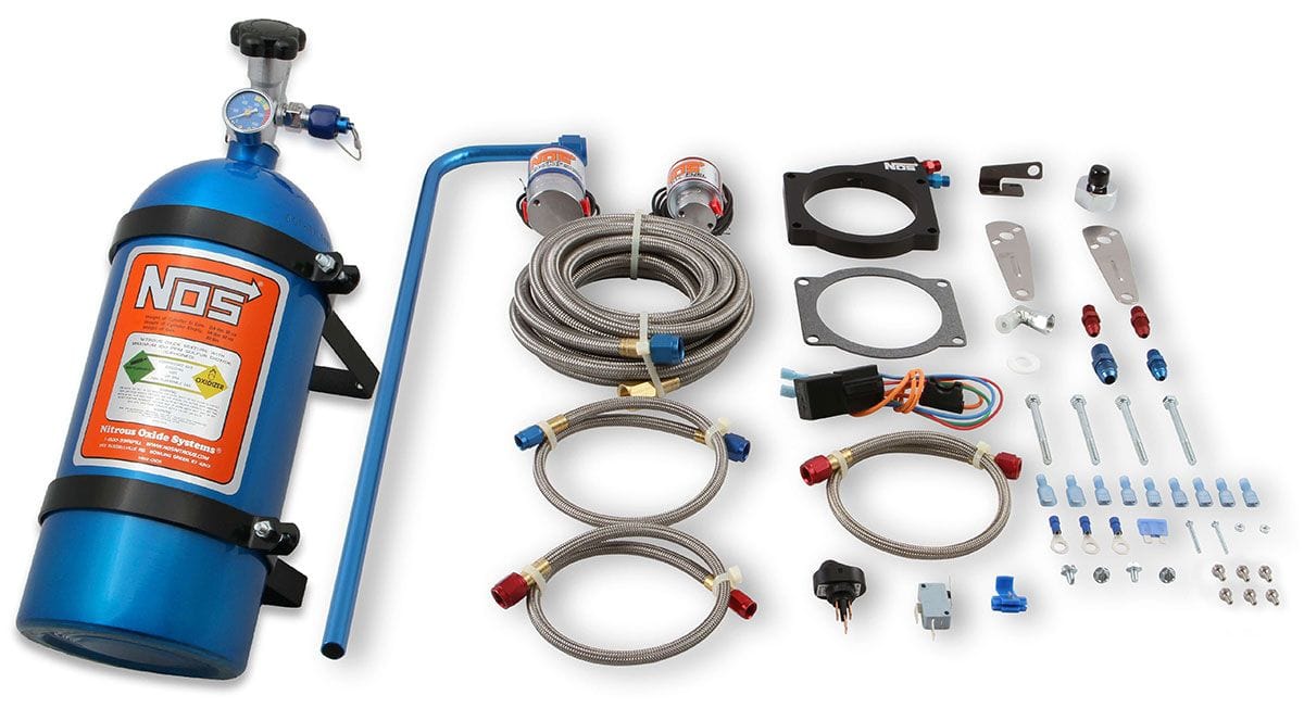 NOS Suits LS engines with 90mm 4-bolt throttle body. Max 200HP (includes E.F.I. Wet Plate Nitrous Kit NOS05169 Autofit