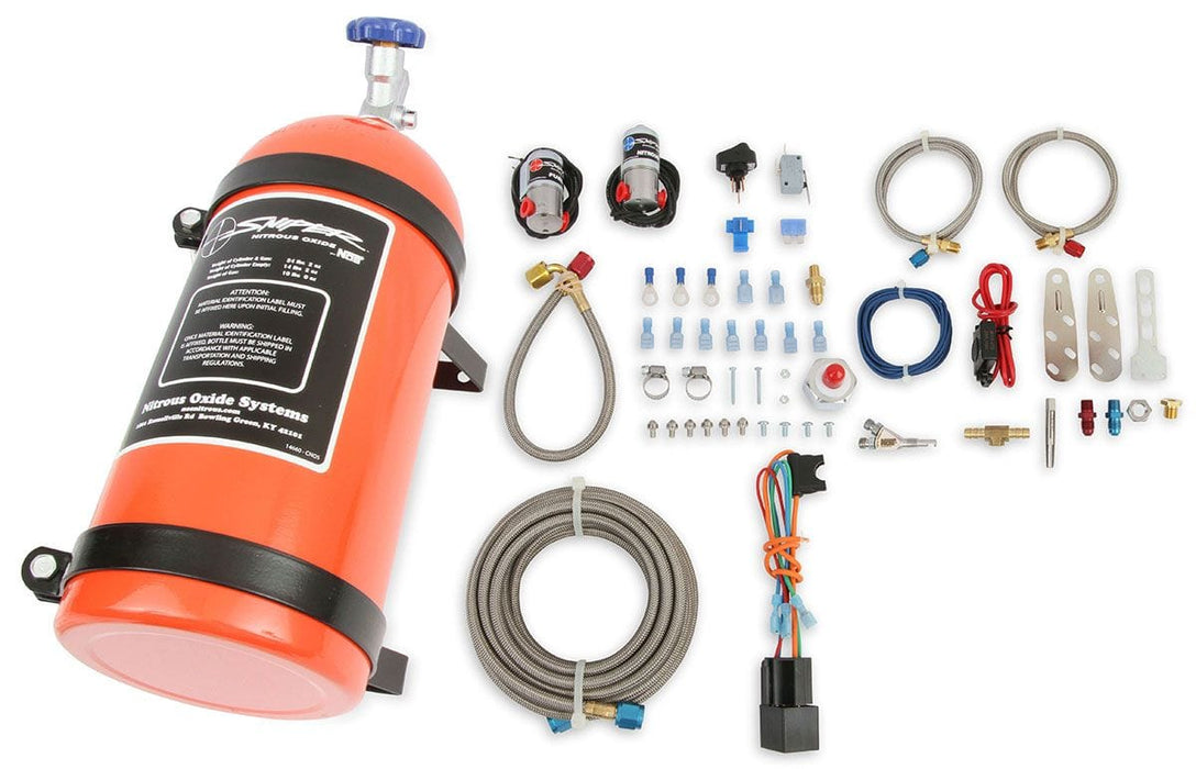 NOS With Single Fogger Nozzle & 10lb Bottle, 35-75 HP Suit 4 & 6 Cyl EFI Sniper Universal Wet Kit NOS07005 Autofit