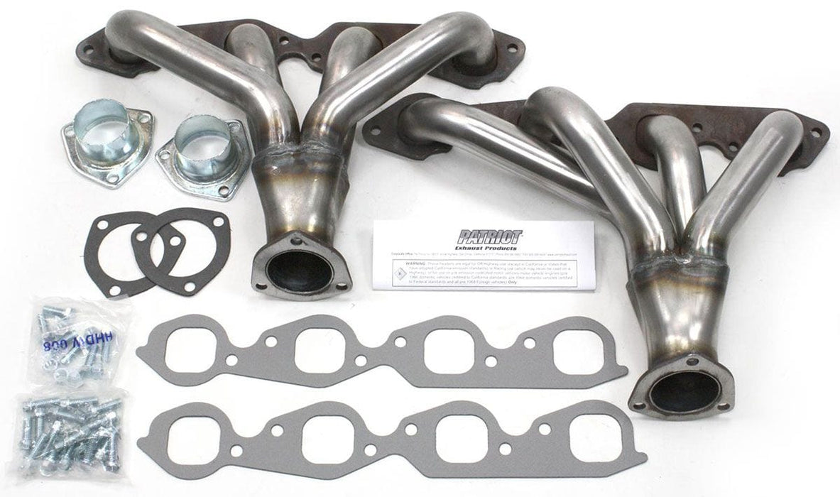 PATRIOT Suit BB Chev 1-3/4" Primary Pipe With 2-1/2" Collector, Square Port Raw Finish Tight Tuck Headers PATH8029 Autofit