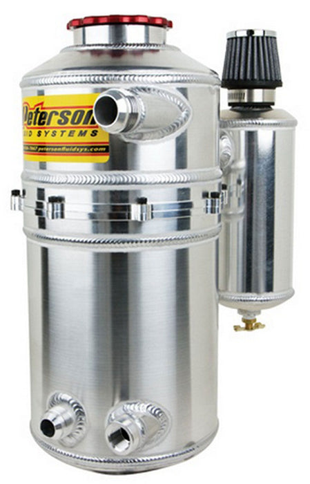 PFS 1.5 Gal (5.70 L) 16" H X 7" O.D, Dual Return, (2) -12 AN Male Breathe Drag Dry Sump Oil Tank With Catch Can PFS08-0784-CC Autofit