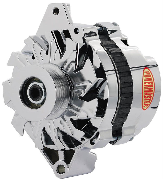 POWERMAST 140 AMP, 1 Wire, 6-Groove Pulley with Side Battery Post Chrome GM/Chevy CS130 Style Alternator PM37402 Autofit