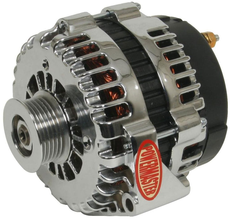 POWERMAST 215 Amps, 4 Pin VR With 6-Groove Serpentine Pulley Chrome GM Style AD Alternator PM38237 Autofit