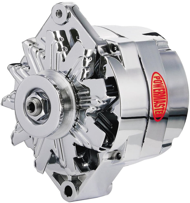 POWERMAST Chev Delco 12si case style, 100 Amps, Single groove pulley, Chrome Fi Powermaster Street Alternator PM17294 Autofit