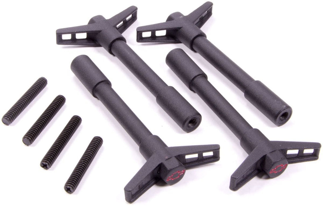 PROFORM Black Crinkle Suit Chev, 1/4" x 20 Thread (4 Pack) Valve Cover Wing Nuts with Bowtie Emblem PR141-756 Autofit