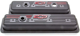 PROFORM Black Suit 86-On SB Chev With Chevrolet Bowtie Emblem Stamped Steel Centerbolt Valve Covers With Baffle PR141-907 Autofit