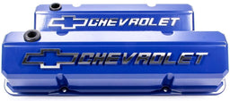 PROFORM Blue Suit SB Chev With Raised Chevrolet Logo & Bowtie Emblem Die-Cast Aluminium Slant Edge Valve Covers PR141-932 Autofit