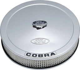 Proform Chrome 13" x 2-5/8" With 5/8" Recessed Base With With Black Ford Cobr Stamped Steel Air Cleaner Assembly PR302-371 Autofit