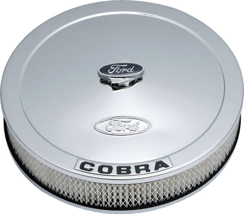 Proform Chrome 13" x 2-5/8" With 5/8" Recessed Base With With Black Ford Cobr Stamped Steel Air Cleaner Assembly PR302-371 Autofit