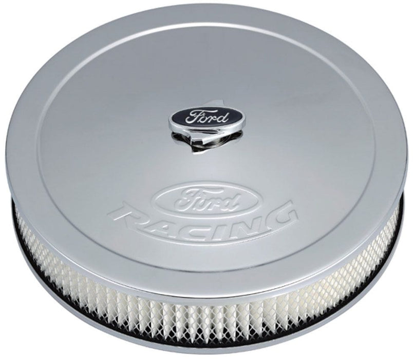 PROFORM Chrome 13" x 2-5/8" With 5/8" Recessed Base With With Ford Racing Logo Stamped Steel Air Cleaner Assembly PR302-350 Autofit