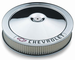 PROFORM Chrome 14" x 3" With Recessed Base With Chevrolet Logo & Bowtie Emblem Stamped Steel Air Cleaner Assembly PR141-906 Autofit