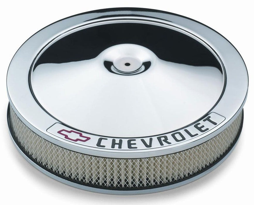 PROFORM Chrome 14" x 3" With Recessed Base With Chevrolet Logo & Bowtie Emblem Stamped Steel Air Cleaner Assembly PR141-906 Autofit