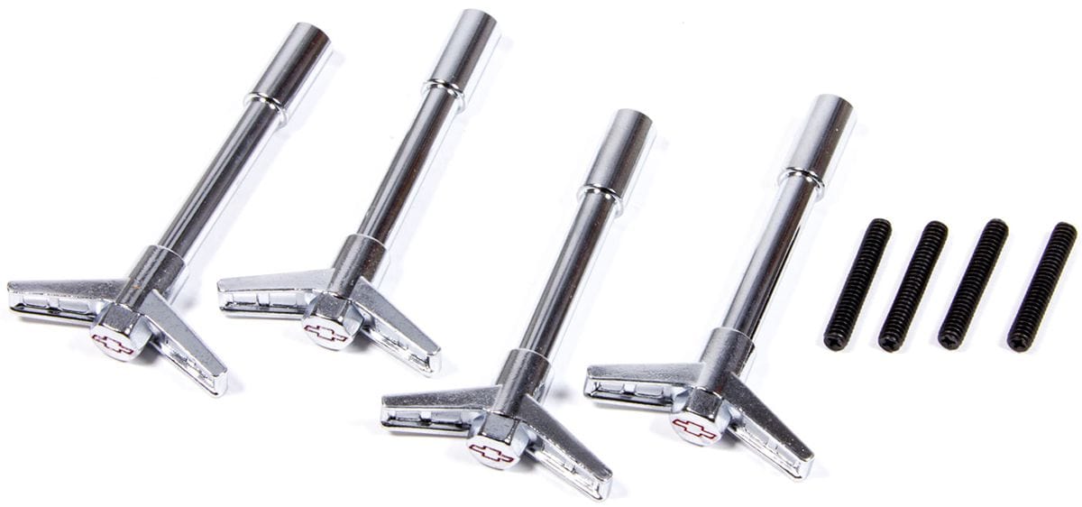 PROFORM Chrome Suit Chev, 1/4" x 20 Thread (4 Pack) Valve Cover Wing Nuts with Bowtie Emblem PR141-902 Autofit