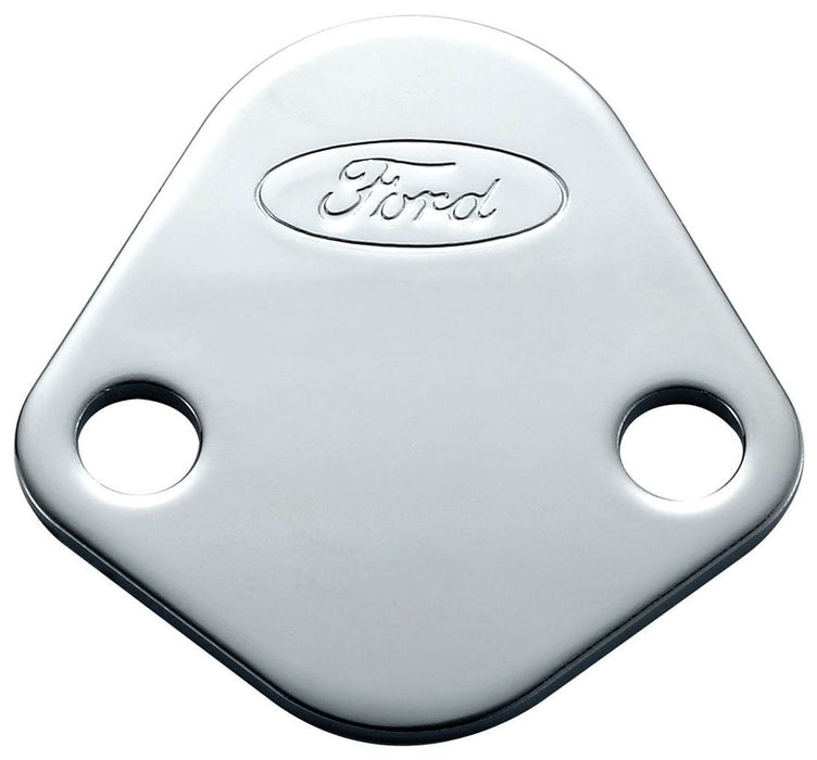 Proform Chrome Suit SB Ford 289-302-351 Windsor With Stamped Ford Oval Fuel Pump Block Off PR302-290 Autofit