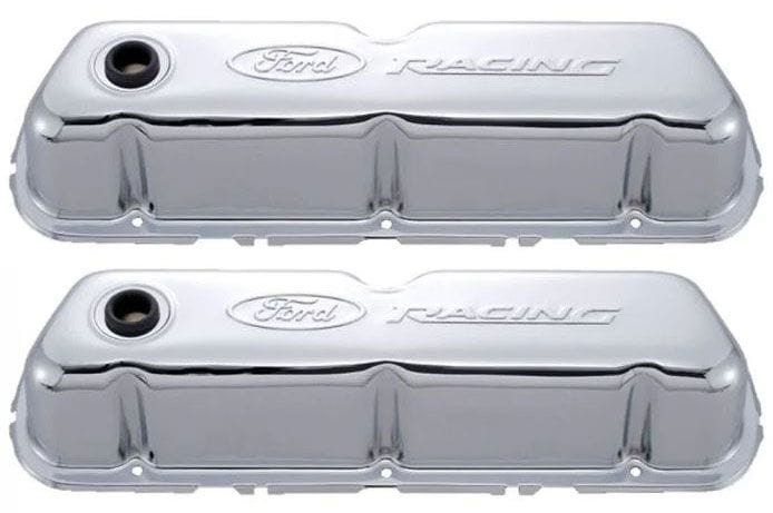 Proform Chrome Suit SB Ford 289-351 Windsor With Ford Racing Logo Stamped Steel Valve Covers PR302-070 Autofit