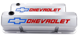 PROFORM Metalic Gray Suit SB Chev With Recessed Chevrolet Logo & Bowtie Emblem Die-Cast Aluminium Slant Edge Valve Covers PR141-923 Autofit