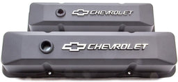 PROFORM Small Block Chev Die Cast Valve Covers with Chevrolet Logo (Tall Style) Black Crinkle Finish PR14 Autofit