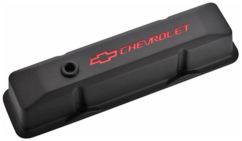 PROFORM Small Block Chev Die Cast Valve Covers with Chevrolet Logo (Tall Style) Black Crinkle Finish PR14 Autofit