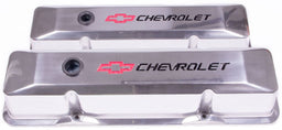 PROFORM Small Block Chev Die Cast Valve Covers with Chevrolet Logo (Tall Style with Baffle) Polished PR14 Autofit