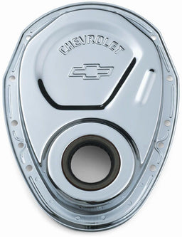 PROFORM Small Block Chev Stamped Steel Timing Cover Chrome with Bowtie Logo PR141-215 Autofit